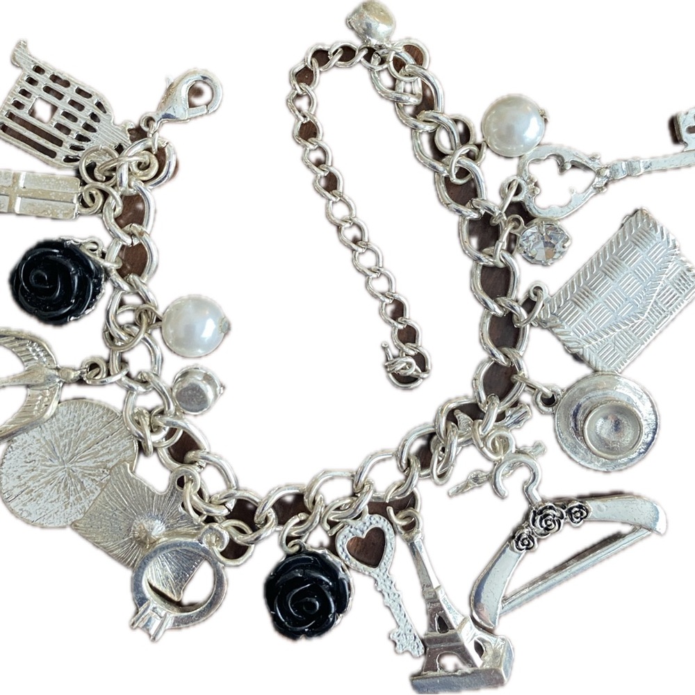 Claire's Silver and Black Charm Bracelet